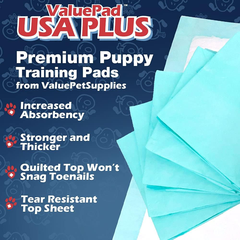 USA plus Puppy Pads, Jumbo 36X36 Inch, 100 Count Bulk Pack - Premium Puppy Pee Pads for Dogs, Tear Resistant, Super Absorbent Polymer Gel Core, 5-Layer Design