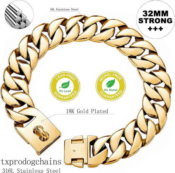 Gold Cuban Dog Collar